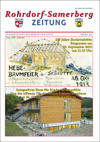 Titelbild RSZ Rohrdorf-Samerberg ZEITUNG Ausgabe Oktober 2013